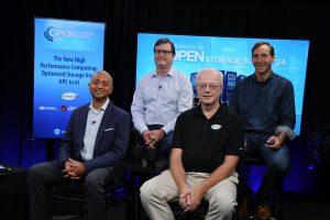 Balaji Venkateshwaran, DataDirect Networks; Randy Kreiser, Supermicro; Bill Panos, Solidigm; and CJ Newburn, Nvidia, discussed AI-driven data infrastructure during Supermicro Open Storage Summit 2024.